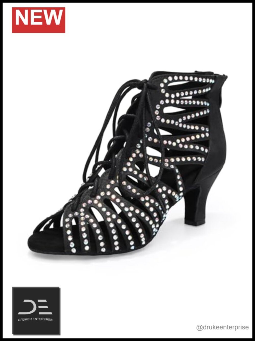 Rhinestone Satin Ankle Latin Dance Boots Heels